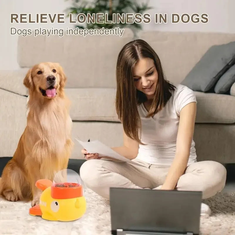 Dog Puzzle Feeder Interactive Pet Food Treat Dispenser Cartoon Duck Design Pet Snack Feeder for Dog Training Mental Enrichment