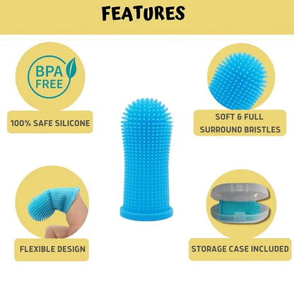 Elevate Your Pet's Dental Care with Our Ultra-Soft Silicone Finger Toothbrush for Dogs and Cats - Non-Toxic, Complete with Storage Case