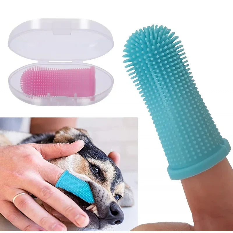 Elevate Your Pet's Dental Care with Our Ultra-Soft Silicone Finger Toothbrush for Dogs and Cats - Non-Toxic, Complete with Storage Case
