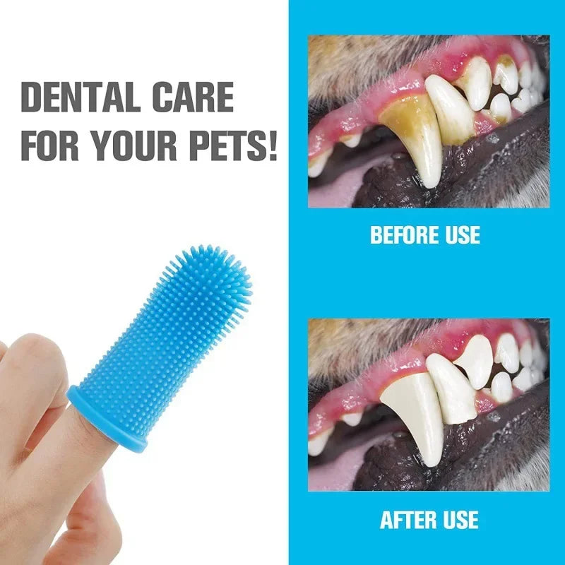 Elevate Your Pet's Dental Care with Our Ultra-Soft Silicone Finger Toothbrush for Dogs and Cats - Non-Toxic, Complete with Storage Case